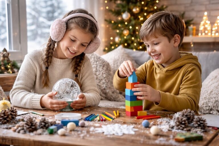 odporność psychiczna dzieci zimą rodzeństwo bawiące się w domu podczas zimowego dnia